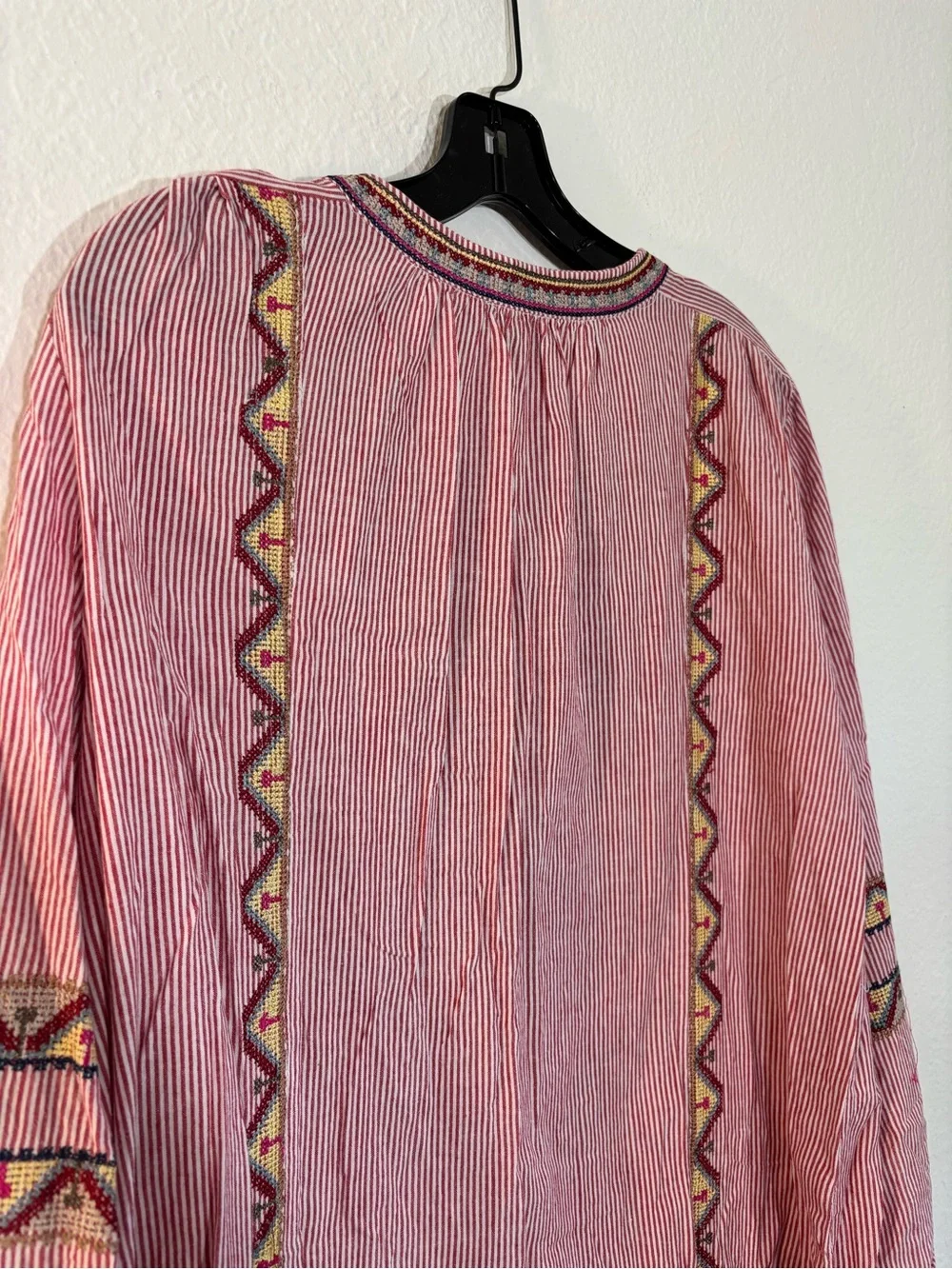 Tolani Collection Lauren Embroidered Blouse Pink White Striped Tunic Size XL - Picture 12 of 16